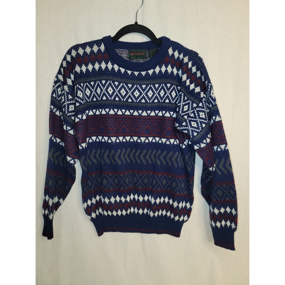 Mountain Tek Mens Sweater Blue White Red Kit Mens M